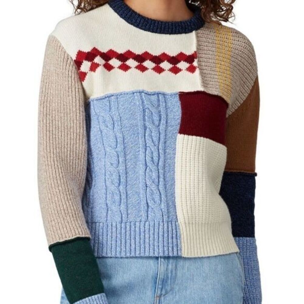Alexa Chung chunky sweater wool patchwork